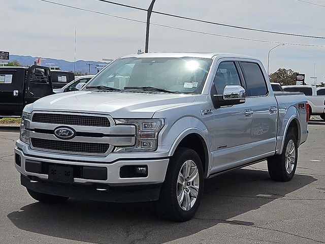 2018 Ford F-150 Platinum in Ingot Silver — front three-quarter view