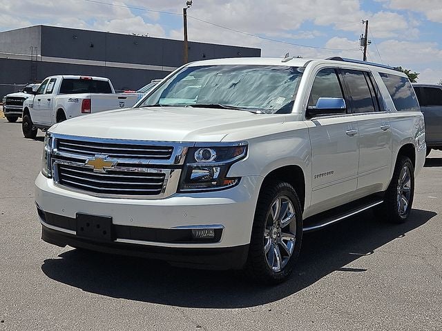 2015 Chevrolet Suburban LTZ in White Diamond Clearcoat — front three-quarter view